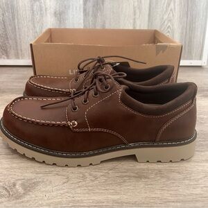 Eddie Bauer Moc Toe Strider Shoes Mens Size 13 M Brown Vegan Leather New Boat